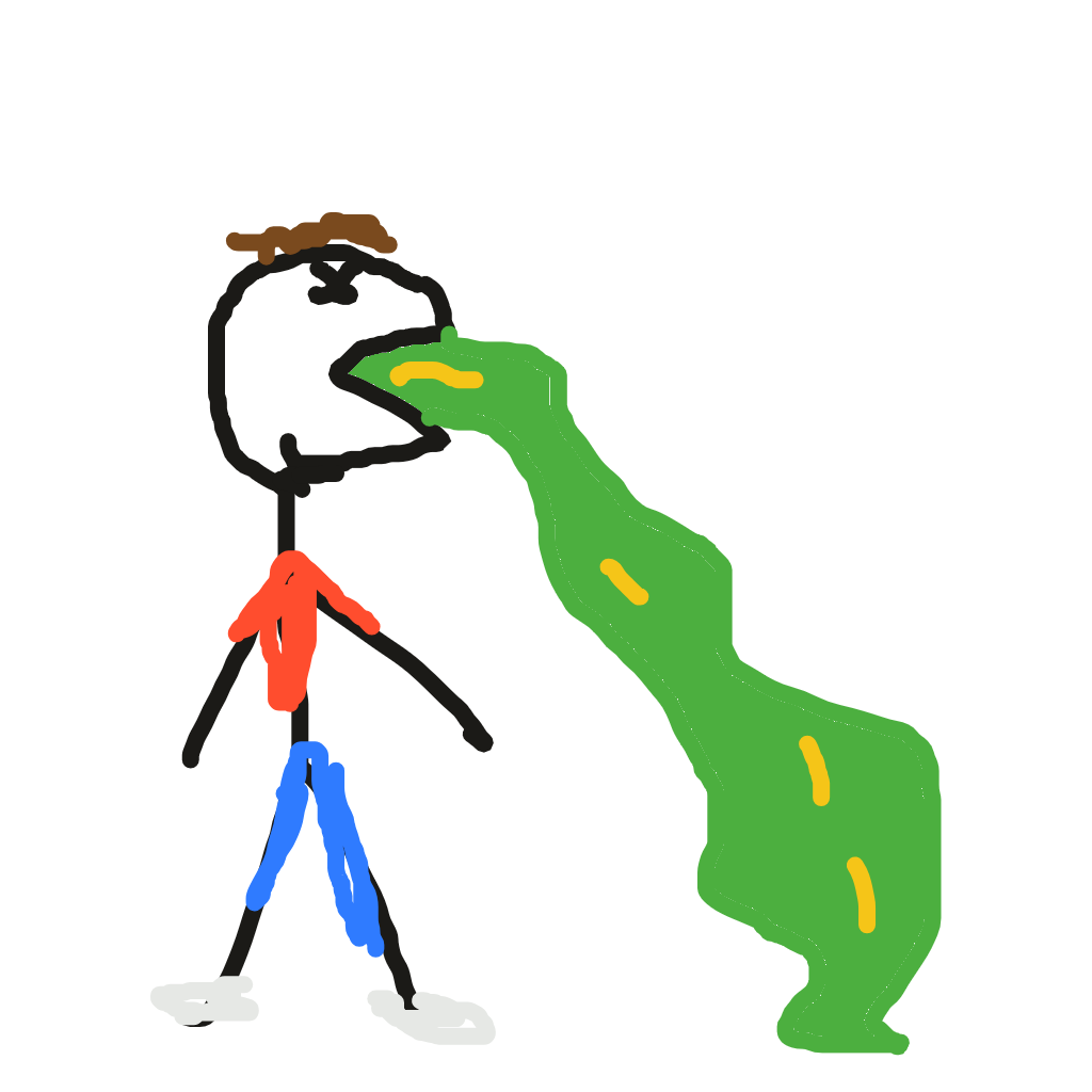 Drawing of Vomiting Man, a Drawn to Battle fighter