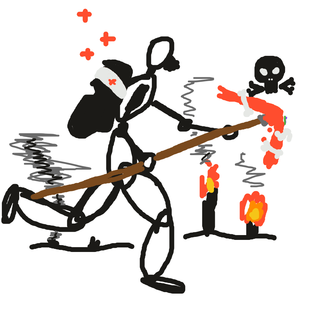 Drawing of Spearbro, a Drawn to Battle fighter