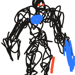 Drawing of 파괴의 로봇, a user-created fighter in Drawn to Battle