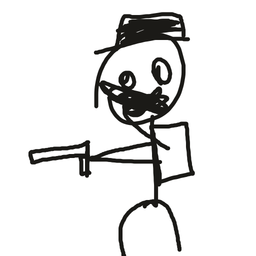 Drawing of gun guy, a user-created fighter in Drawn to Battle