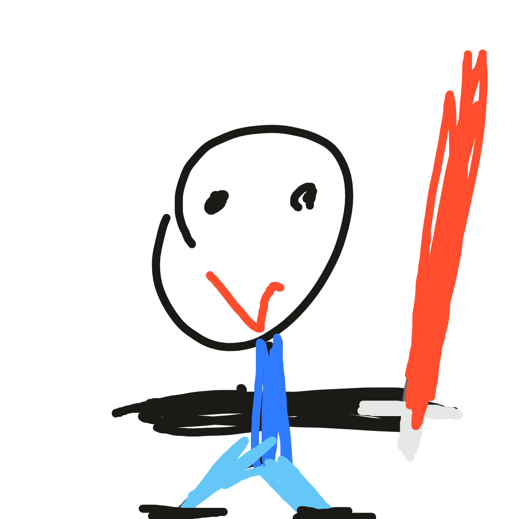 Drawing of hot sord guy, a Drawn to Battle fighter
