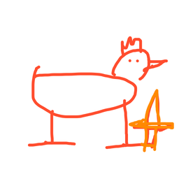 Drawing of The Chicken, a user-created fighter in Drawn to Battle
