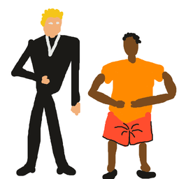 Drawing of Buck Broken Baller, a user-created fighter in Drawn to Battle